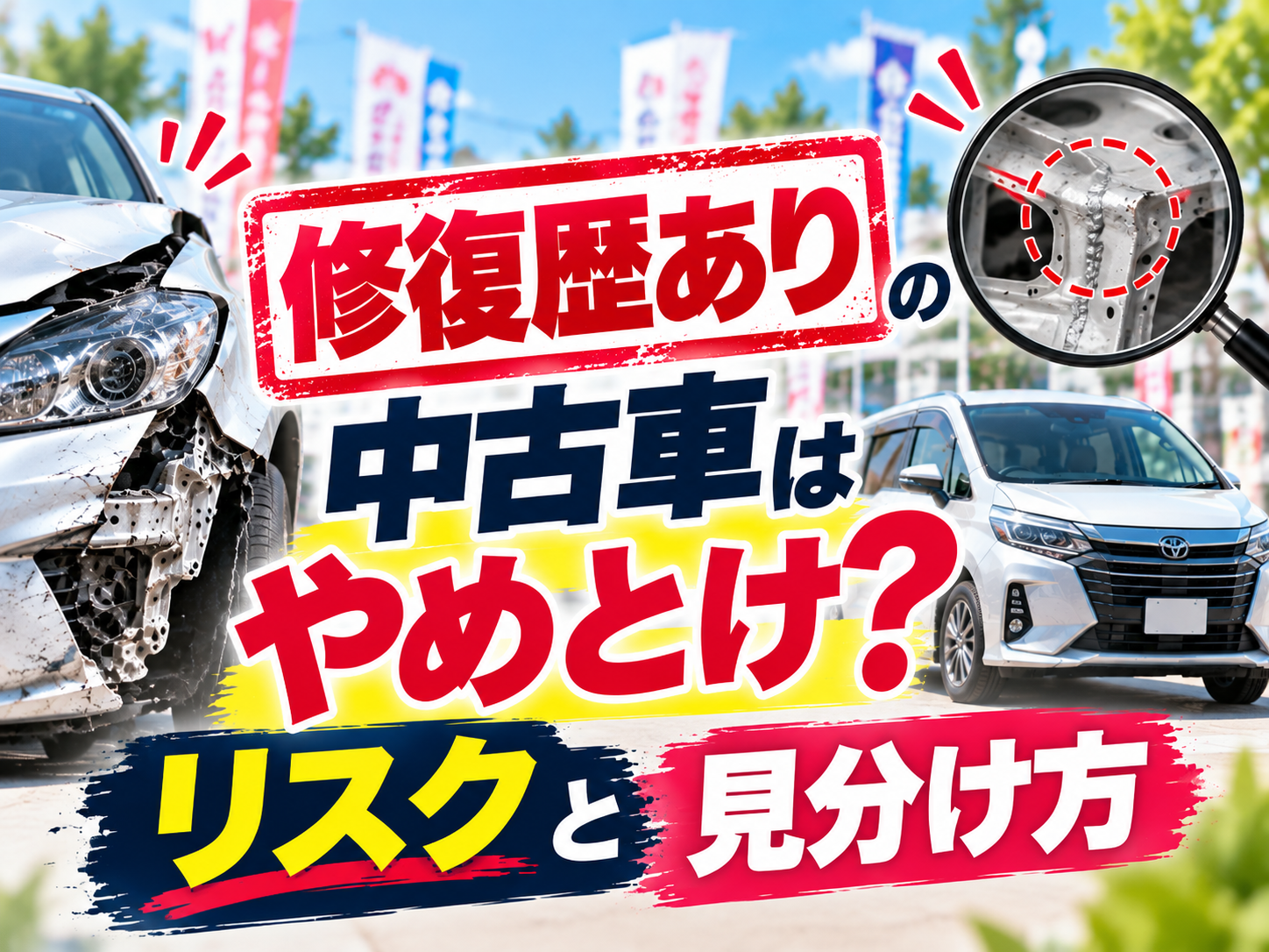 「修復歴あり」の中古車はやめとけ？リスクと買っても良い車の見分け方